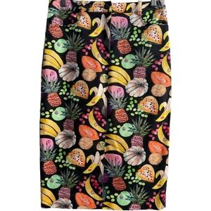 Rachel Antonoff Hilary Denim Fruit Print Pencil Skirt (aso Gilmore Girls) 4 Rare